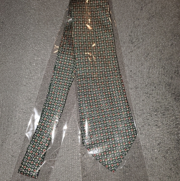 DARK GREEN TIE WITH SMALL PATTERN NEW - Picture 2 of 6